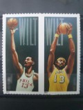 Statele Unite, SUA 2014, personalitati, sport, basket, Wilt Chamberlain, bloc de 2, adeziv, serie completa MNH