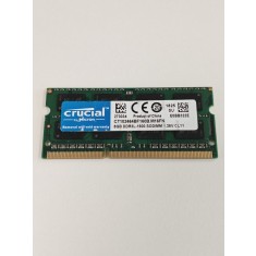 Memorie RAM Laptop, Crucial, 8GB, 2Rx8, DDR3L, PC3L-12800S, 1600MHz, 1.35V, CT102464BF160B.M16FN, CL11, Non-ECC, SODIMM, 204 pini