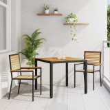 VidaXL Set de masă pentru grădină 3 pcs Negru 90 x 90 x 75 cm 3365434
