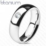 Verighetă din titan cu zircon - netedă, 4 mm - Marime inel: 49