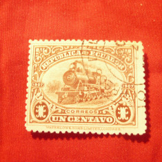 Timbru Ecuador 1908 , Locomotiva , val. 1C ,stampilat