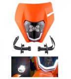 Cumpara ieftin Carena si far LED fata pentru motociclete, portocalie, cu faza scurta si lunga , Model universal pentru ENDURO Trail Streetfighter