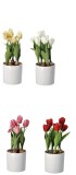 Cumpara ieftin Set 4 ghivece cu Lalele artificiale multicolore 13,5 x 33 cm