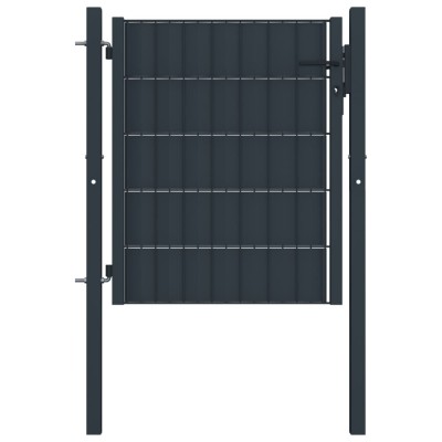 vidaXL Poartă de gard, antracit, 100x101 cm, PVC și oțel foto