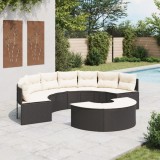 VidaXL Set canapea de grădină, 2 piese, semi-rotunde, negru, poliratan