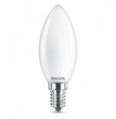 Set 2 becuri LED Philips, E14, tip lumanare, 4.3W (40W), 220-240V, lumina alba calda 2700K, fara intensitate variabila, 470 lumeni, durata de viata 15 foto