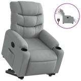 Cumpara ieftin Fotoliu electric rabatabil cu ridicare, gri deschis, textil