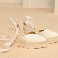 Manebi espadrile La Havana Heart-Shaped Wedge Espadrilles culoarea alb, toc pana, O 7.0 WH