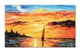 Cumpara ieftin Tablou pictat manual, Veliere in razele soarelui, stilizat, 100x60cm ulei pe panza in cutit efect 3D, Spectaculos