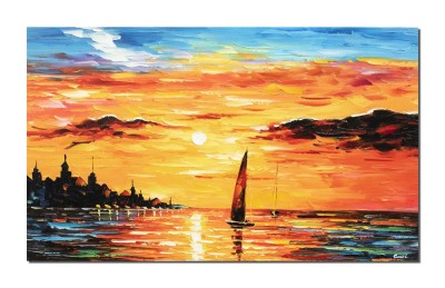 Tablou pictat manual, Veliere in razele soarelui, stilizat, 100x60cm ulei pe panza in cutit efect 3D, Spectaculos foto