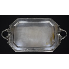 Tava veche din alama argintata cu manere decorate cu frunze de acant - Kaiser - atelier Germania sfarsit de secol XIX