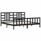 Cumpara ieftin Cadru pat cu tablie 200x200 cm, negru, lemn masiv