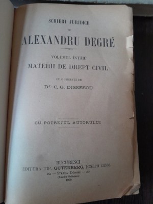 Scrieri Juridice de Alexandru Degre Volumul I foto