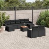 VidaXL Set canapele de grădină cu perne, 10 piese, negru, poliratan