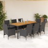 VidaXL Set mobilier grădină perne 9 piese negru poliratan/lemn acacia