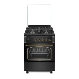 Aragaz rustic 4 arzatoare gaz, Cuptor pe gaz, 60x60cm, Studio Casa SIERRA VIVA , Rotisor, Grill gaz, Ventilatie Turbo, gratare fonta, culoare antracit