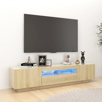 vidaXL Comodă TV cu lumini LED, stejar sonoma, 180x35x40 cm foto