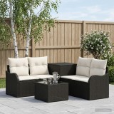 Cumpara ieftin Set de canapea 6 buc. Negru si Alb crem 55 x 55 x 37 cm