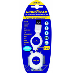 Goodyear Incarcator Usb Universal Cu 6 Adaptoare Pentru Tablete Si Smartphone-uri Culoare Alb GDY0001