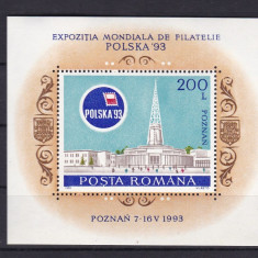 ROMANIA 1993 LP 1313 EXPOZITIA MONDIALA DE FILATELIE POLSKA 93 COLITA MNH