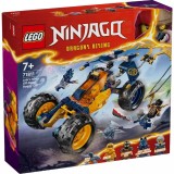 LEGO Ninjago Vehiculul de Teren Ninja al lui Arin 71811, 7+, 4 minifigurine, lansatoare piroane, carlig, galben