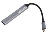 Hub USB 4 Porturi USB-A și USB-C, Gri