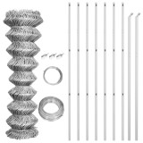 Cumpara ieftin Gard din plasa cu stalpi, argintiu, 15 x 1,5 m, otel galvanizat