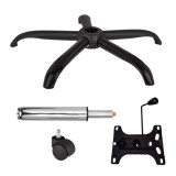 Set placuta balans metalica 26 x 15 cm, baza 64 cm, rolă universală &Oslash;11 mm si cilindru piston, gaz, pentru scaune birou, argintiu, 35 cm