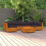 VidaXL Set mobilier grădină cu perne, 7 piese, lemn masiv de acacia
