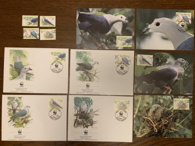 tokelau - pasari - porumbel - serie 4 timbre MNH, 4 FDC, 4 maxime, fauna wwf foto