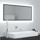 Oglinda de baie cu LED, gri extralucios, 100x8,5x37 cm, acril GartenMobel Dekor, vidaXL