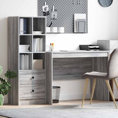 vidaXL Birou cu spațiu de depozitare 2 pcs sonoma gri 100 x 50 x 76 cm 3337374 foto