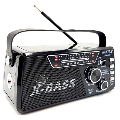 Radio FM/SW X-Bass, MP3, USB, Bluetooth, lanterna, antena, baterie reincarcabila, 5 V, Negru foto