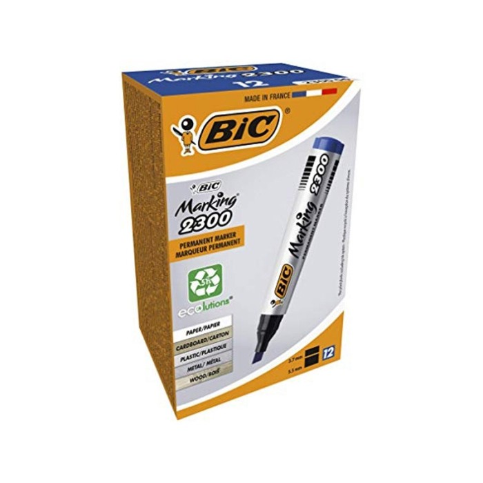 Marker permanent 2300 albastru 12/cutie &ndash; BIC