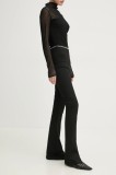 HUGO pantaloni femei, culoarea negru, mulata, high waist, 50530455