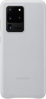 Husa de protectie Samsung pentru Galaxy S20 Ultra,Piele naturala, Gri deschis foto