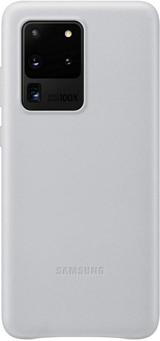 Husa de protectie Samsung pentru Galaxy S20 Ultra,Piele naturala, Gri deschis