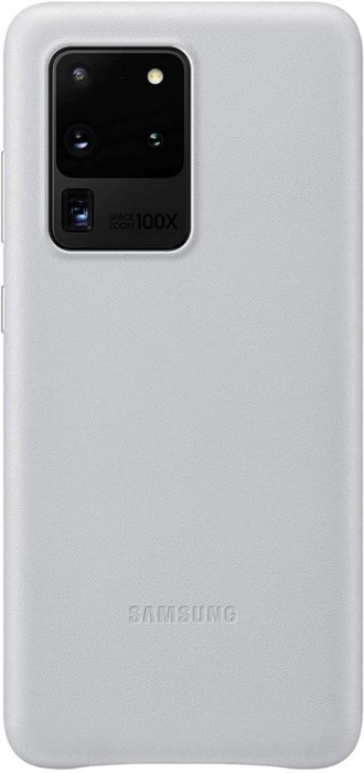 Galaxy S20 Ultra; Protective Leather Cover; Silver