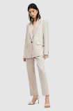 AllSaints pantaloni de in pentru copii WHITNEY TROUSER culoarea bej, drept, medium waist, W017QA