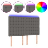 Cumpara ieftin Tablie de pat cu LED, gri, 144x5x118/128 cm, textil