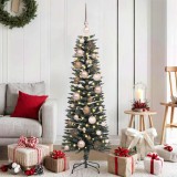 vidaXL BraddeCrăciunartificial cu lumini cu bandă LED Verde 120cm PVC