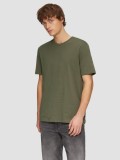 Cumpara ieftin Tricou barbati cu decolteu la baza gatului, cu logo, Verde inchis, XS
