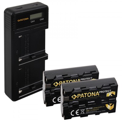 Pachet Incarcator Dual LCD si 2x Acumulator Patona Protect Sony NP-F550 foto