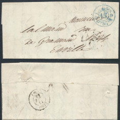 France 1848 Postal History Rare Stampless Cover + Content Paris to city D.1020