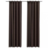 Draperii opace aspect panza carlige 2 buc. gri taupe 140x245 cm