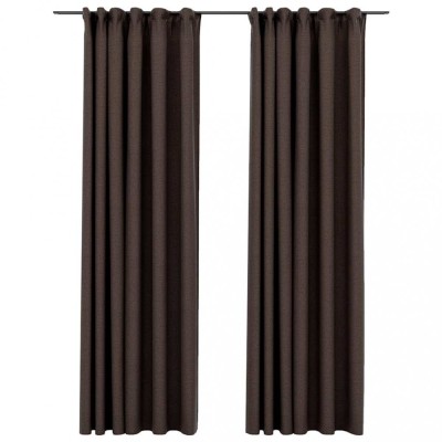 Draperii opace aspect panza carlige 2 buc. gri taupe 140x245 cm foto