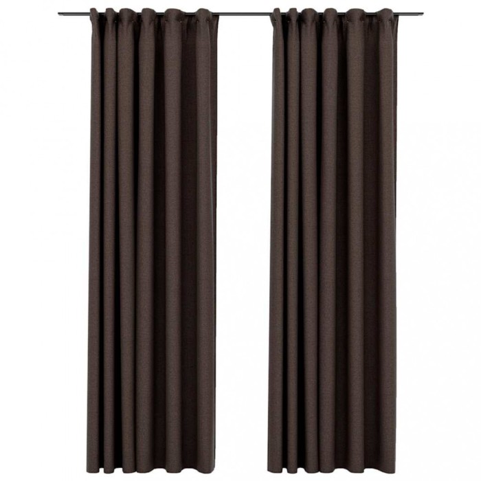 Draperii opace aspect panza carlige 2 buc. gri taupe 140x245 cm
