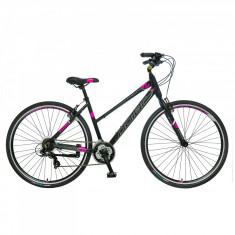 Bicicleta Trekking Polar Athena Rigid - 28 Inch, L, Negru-Roz foto