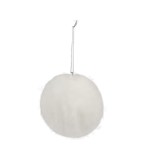 Decoratiune glob de craciun din plush, diametru 8 cm-Culoare Alb, Oem