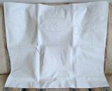 Fata de perna, Vintage din bumbac cu broderie manuala florala si monograma